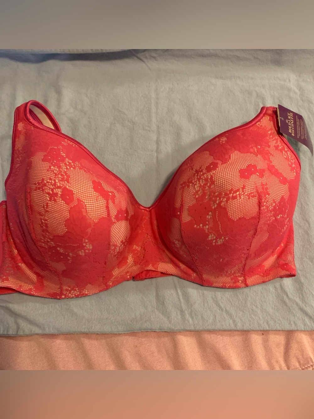 Cacique Womens Bra 44DDD Hot Pink Lace Plunge Underwire
